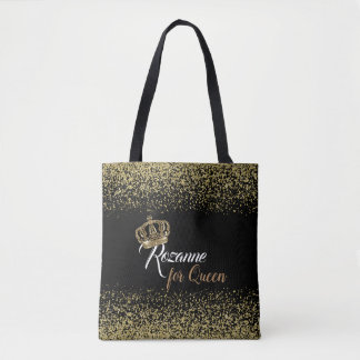 Chic Queen Name Crown Gold Glitzer Tasche