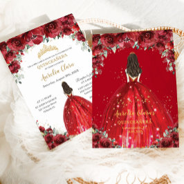 Chic Quinceañera 15. Rote Rose Einladung