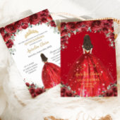 Chic Quinceañera 15. Rote Rose Einladung