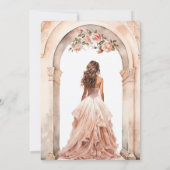 Chic Quinceañera Blush Dress Floral Arch Einladung (Rückseite)