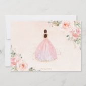 Chic Quinceañera Blush Pink Floral Tiara Geburtsta Einladung (Rückseite)