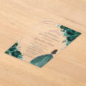 Chic Quinceañera Emerald Green Rose Gold Acryleinladungen (Ablage )