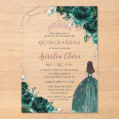 Chic Quinceañera Emerald Green Rose Gold Acryleinladungen (Vorderseite)