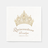 Chic Quinceañera Gold Kronprinzessin Geburtstag Serviette (Vorderseite)