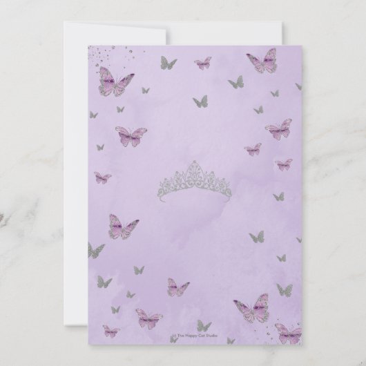 Chic Quinceañera Lila Lilac Butterflies Silver Einladung (Rückseite)