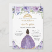Chic Quinceañera Lila Lilac Floral Princess Einladung (Vorderseite)