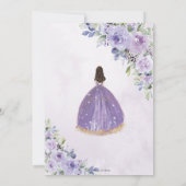 Chic Quinceañera Lila Lilac Floral Princess Einladung (Rückseite)