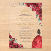 Chic Quinceañera Red Roses Flowers Floral Princess Acryleinladungen (Vorderseite)