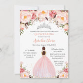 Chic Quinceañera Soft Blush Blues Prinzessin Silve Einladung (Vorderseite)