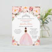 Chic Quinceañera Soft Blush Blues Prinzessin Silve Einladung (Stehend Vorderseite)