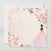 Chic Quinceañera Soft Blush Pink Floral Tiara Einladung (Rückseite)