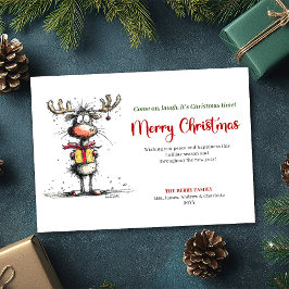 Chic Quirky Reindeer Christmas Greeting Card Feiertagskarte