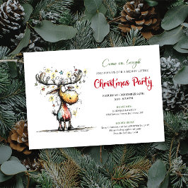 Chic Quirky Reindeer Festive Party Invitation Einladung
