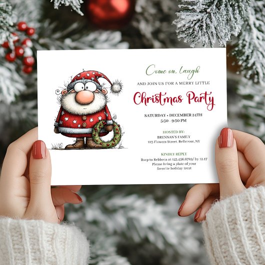 Chic Quirky Santa Claus Cartoon Party Invitation Einladung