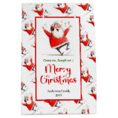 Chic quirky Santa Claus modern holiday gift bag  Mittlere Geschenktüte (Vorderseite)
