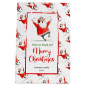 Chic quirky Santa Claus modern holiday gift bag  Mittlere Geschenktüte (Rückseite)
