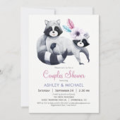 Chic Raccoon Couples Dusche Einladung (Vorderseite)