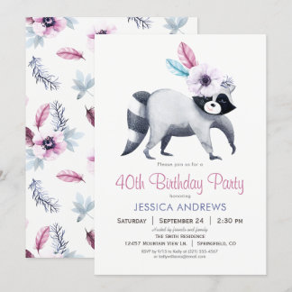 Chic Raccoon Geburtstagsparty Einladung