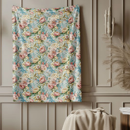 Chic Raffined Rokoko Floral Soft Pastel Elegante Fleecedecke