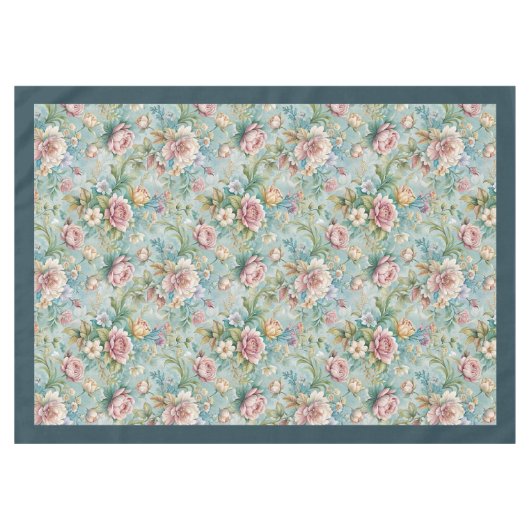 Chic Raffined Rokoko Floral Soft Pastel Elegante Tischdecke (Vorderseite (Horizontal))