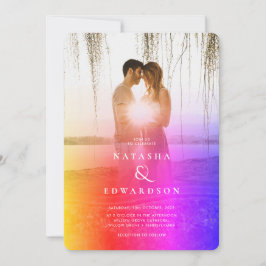 Chic Rainbow Abstrakt Overlay Foto Wedding Einladung