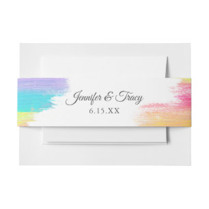 Chic Rainbow Artistic Modern LGBTQ Wedding Einladungsbanderole