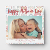 Chic Rainbow Boho Foto Calligraphy Mother Day Fotoplatte (Vorderseite)