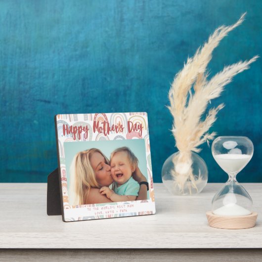Chic Rainbow Boho Foto Calligraphy Mother Day Fotoplatte (InSitu)