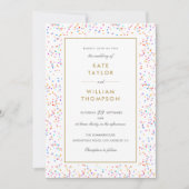 Chic Rainbow Confetti Foto Wedding Einladung (Vorderseite)