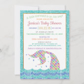 Chic Rainbow Glitzer Mermaid Baby Shower Einladung (Vorderseite)