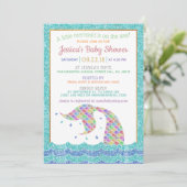 Chic Rainbow Glitzer Mermaid Baby Shower Einladung (Stehend Vorderseite)