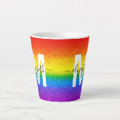 Chic Rainbow Glitzer Strip Monogramm Name Milchtasse (Vorderseite)