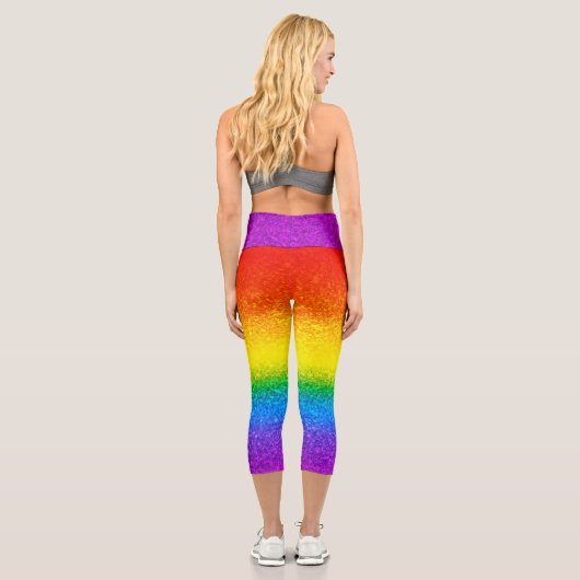Chic Rainbow Glitzer Stripes Glitzern Capri Leggings (Rückseite)
