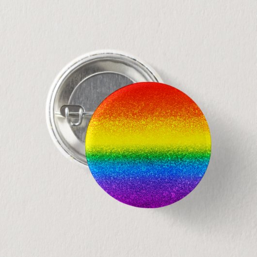 Chic Rainbow Glitzer Stripes Monogramm Name Button (Vorne & Hinten)