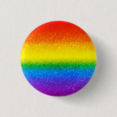 Chic Rainbow Glitzer Stripes Monogramm Name Button (Vorderseite)