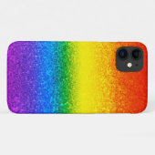 Chic Rainbow Glitzer Stripes Monogramm Name Case-Mate iPhone Hülle (Rückseite (Horizontal))