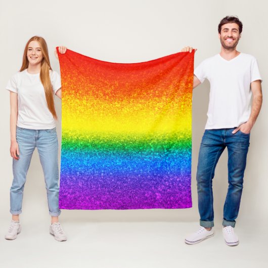 Chic Rainbow Glitzer Stripes Monogramm Name Fleecedecke (Beispiel)