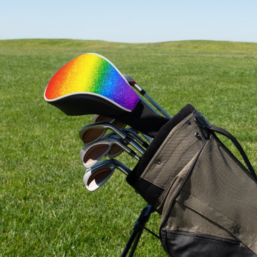Chic Rainbow Glitzer Stripes Monogramm Name Golf Headcover (In SItu)