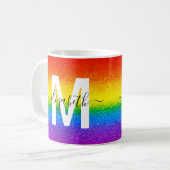 Chic Rainbow Glitzer Stripes Monogramm Name Kaffeetasse (Vorderseite Links)