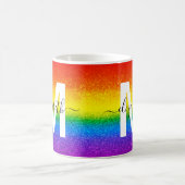Chic Rainbow Glitzer Stripes Monogramm Name Kaffeetasse (Mittel)