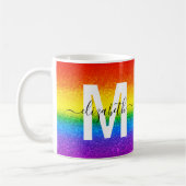 Chic Rainbow Glitzer Stripes Monogramm Name Kaffeetasse (Links)