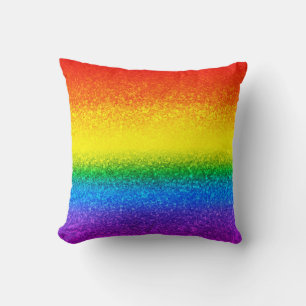 Chic Rainbow Glitzer Stripes Monogramm Name Kissen