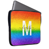 Chic Rainbow Glitzer Stripes Monogramm Name Laptopschutzhülle (Vorne Rechts)