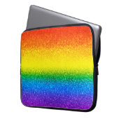 Chic Rainbow Glitzer Stripes Monogramm Name Laptopschutzhülle (Vorderseite Links)