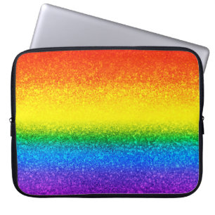Chic Rainbow Glitzer Stripes Monogramm Name Laptopschutzhülle