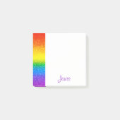 Chic Rainbow Glitzer Stripes Monogramm Name Post-it Klebezettel (Vorderseite)
