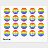 Chic Rainbow Glitzer Stripes Monogramm Name Runder Aufkleber (Blatt)