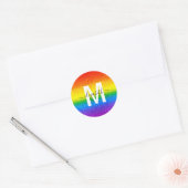 Chic Rainbow Glitzer Stripes Monogramm Name Runder Aufkleber (Umschlag)