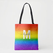Chic Rainbow Glitzer Stripes Monogramm Name Tasche (Vorderseite)