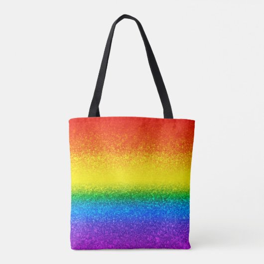 Chic Rainbow Glitzer Stripes Monogramm Name Tasche (Rückseite)